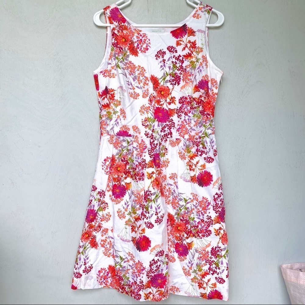 Garnet Hill White Red Orange Flower Summer Dress